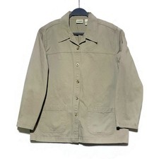 Classic Elements Khaki Utility Jacket Women's Large Cotton Brown With Pockets