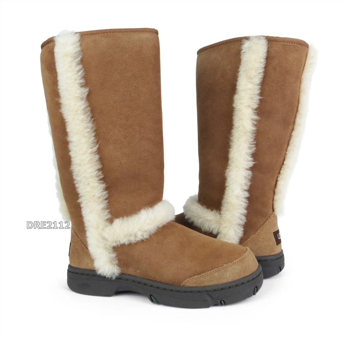 UGG Sunburst Tall Chestnut Suede Fur Boots Size 7 NIB eBay