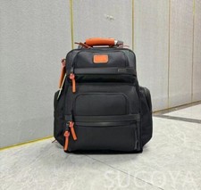 TUMI ALPHA3 Brief Pack Backpack Black Ballistic Nylon Orange Line Business