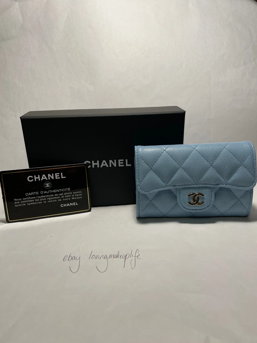 chanel flap card holder wallet caviar