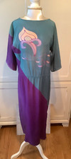 Vintage 80’ NICOLE LTD pure Silk abstract pull-on Dress half sleeves Size 12
