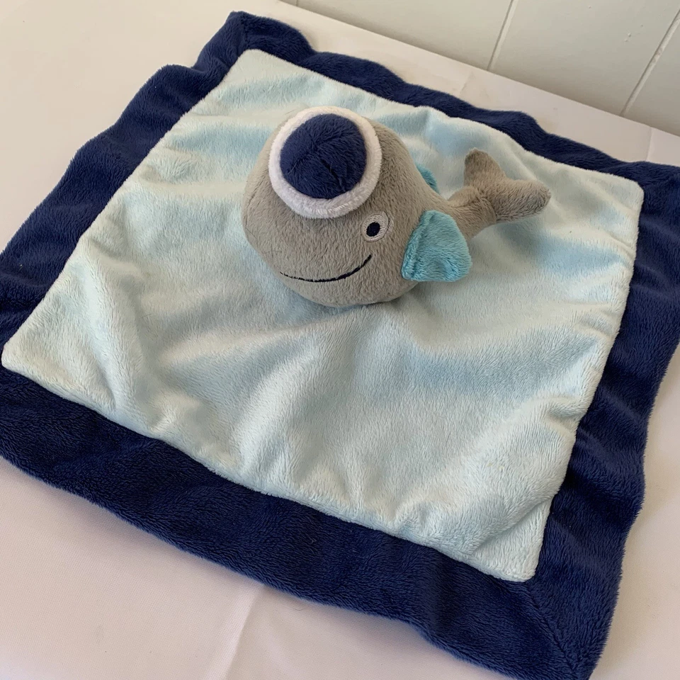 Bananafish Plush Blue Nautical WHALE Security Lovey Blanket Blankie Baby Foto 2 de 4