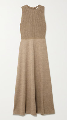 Max Mara Torino Terrakotta Leinenmischung Kleid gerippt Maxi neu mit Etikett Damen UK 10