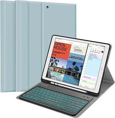 For iPad Pro 12.9 2nd Gen 2017 TPU Case Stand Cover w 7 Color Backlit Keyboard