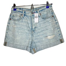 American Eagle Light Wash Rainbow Pride Distressed Mom Shorts New Size 2