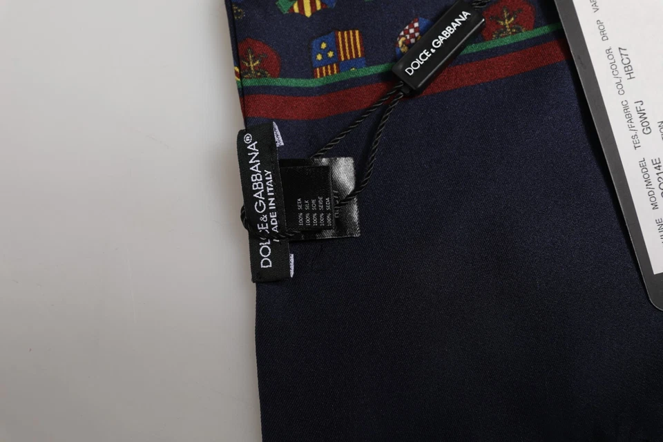 DOLCE & GABBANA Scarf Blue Silk Printed Fringes Foulard 138cm x 16.5cm 310usd - Изображение 4 из 4