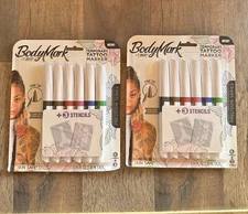 BIC BodyMark Temporary Tattoo Precision Series Collection 6 Markers SET OF 2