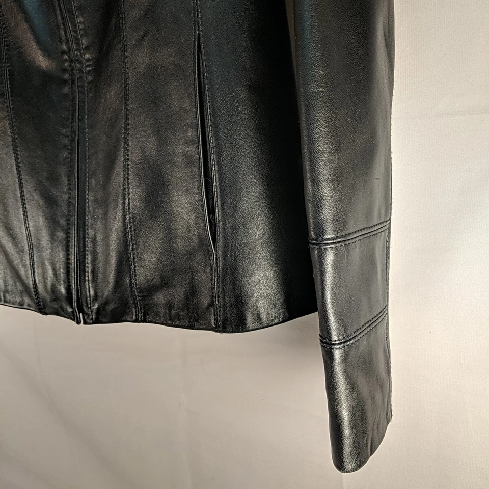 Pelle Studio Genuine Leather Black Jacket Coat Full zip collared Women's Small S - Image 3 of 4