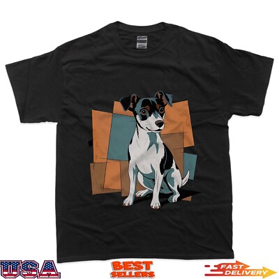Funny Rat Terrier Puppy Dog Abstract Art Cartoon T-Shirt