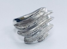 Estate Sterling Silver Unique Wave Style Textured Scalloped Vintage Ring Sz 7.75