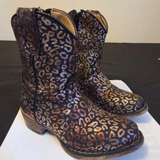 Girls Metallic Leopard Print Cowboy Boots, Roper