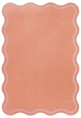 Elegants Hand Tufted Woollen Scallop Watermelon Pink - Hand Tufted Wool Rug