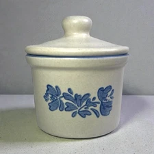 VTG Pfaltzgraff Yorktowne Covered Bean Pot Butter Crock w/Lid #070 Blue Floral