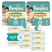 Pampers Swaddlers Disposable Baby Diapers Size 7, 2 Month White