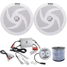 2 x Pyle PLMRS6W 6.5" 240W Stereo Speakers, 2-Channel Amplifier, Speaker Wire