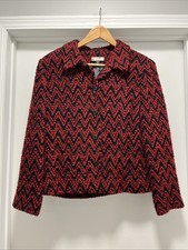 Yvonne LeMarie Jacket Made in USA Zigzag Chevron Pattern Blazer Size 8 Red Black