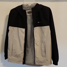 Eddie Bauer Kids M 10/12 Black Gray Colorblock Hooded Zip Jacket