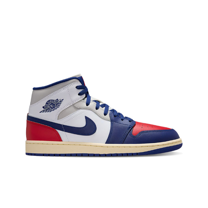 Jordan 1 Mid White University Red Sneakers