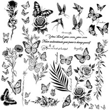 Temporary Tattoo for Women Girls,100 PCS Large Butterfly Black Butterfly3