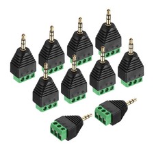 10Pcs 3.5mm TRS Stereo Male to 3 Pin Screw Terminal Solderless AUX Balun Adapter