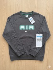 Image of Nike Air Crewneck Sweatshirt Mens Medium BNWT Grey Wavy Graphic Logo Jumper