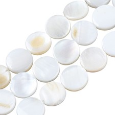 SUNNYCLUE 1 Box About 105Pcs Flat Round Shell Small, Beads-round White