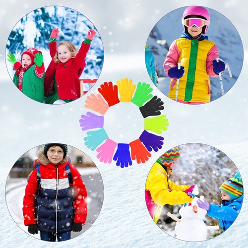 24 Pairs Kid's Gloves Winter Warm Stretchy Knitted Gloves Bulk Winter Finger ... - Picture 7 of 8