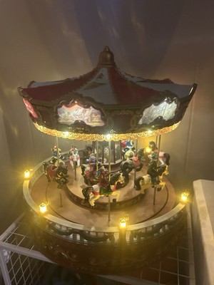 Rosie s Lighted Holiday Carousel Decoration, Multicolor Plastic Decor