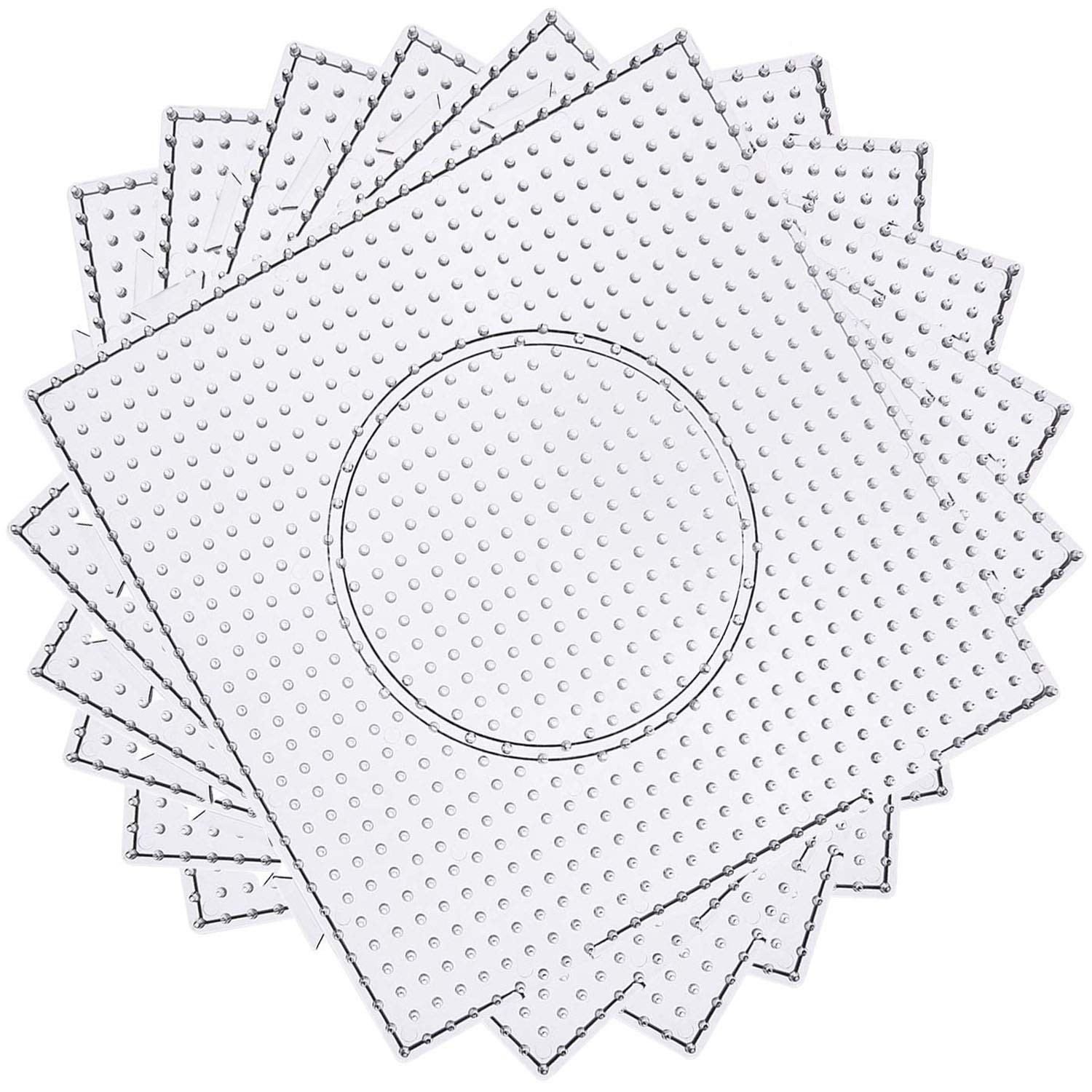 H&W 4PCS 5mm Fuse Beads Boards, Large Clear Pegboards Kits, with 4 pcs, White