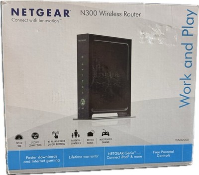 NETGEAR N300 Wireless WiFi Wired Router WNR2000 4 Port Dual Band 2.4 GHz