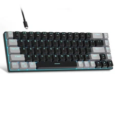 Portable 60% Mechanical Gaming Keyboard, Mk-box LED Backlit Compact 68 Keys Mini