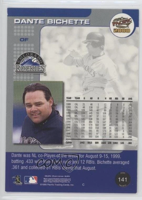 2000 Pacific Dante Bichette #141 - Image 2 of 2