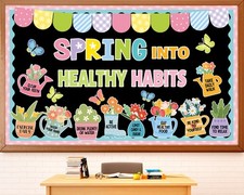 Spring Healthy Bulletin Board Set Spring Into Healthy Habits Classroom Decora...