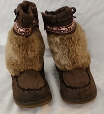 Toddler Girls Brown Faux Suede Boots Faux Fur Trim 10