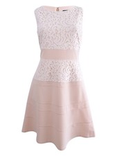 Tommy Hilfiger Women's Lace-Trim Swing Dress (16, Pink) 192114878870