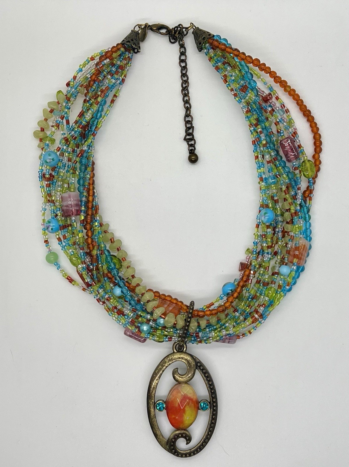 Chico’s Multicolor Beaded Adjustable Necklace wit… - image 1