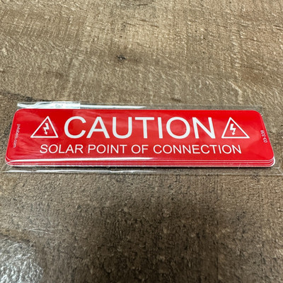 1'' x 4'' CAUTION Solar Point of Connection Labels 03-338 Solar PV Pack of 10 USA