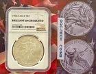 1996 American Silver Eagle $1 BU Brilliant Uncirculated NGC Brown Label *180