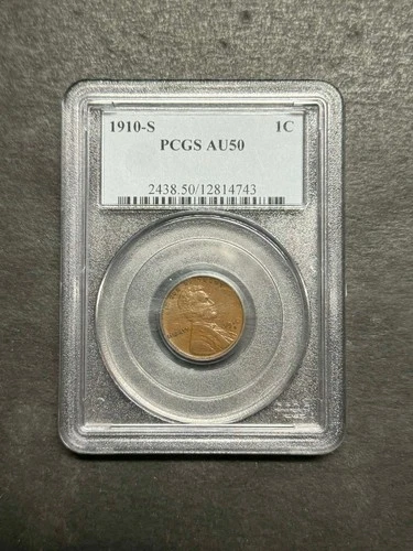 1910-S Lincoln Wheat Penny Cent  PCGS AU 50 Graded Key Date