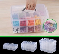 Craft Storage Box with Compartments, 3-Tier 30 Sections Transparent Stackable
