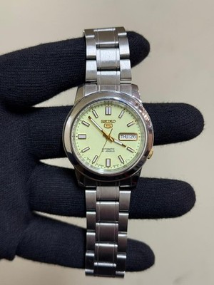SEIKO 5 7S26-O9C2 GREEN DIAL MENS AUTOMATIC STAINLESS STEEL WATCH