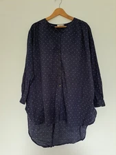 Zara Home Button Down Nightshirt S/M Cotton Navy Floral Victoriana Cottagecore 