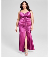 BCX Womens Satin Gown Dress, Purple, Plus Size, 16W