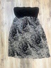 Express Floral Strapless Babydoll Empire Waist Mini Dress Top Black Size S