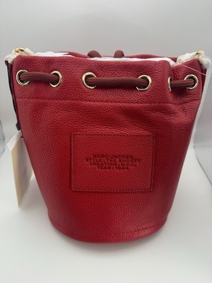 Marc Jacobs The Bucket Bag Red Pebbled Leather Crossbody Shoulder