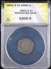 1869/9 ANACS G6 Indian Head Cent