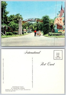 Fountain of Youth St. Augustine FL Vintage Curteichcolor Postcard