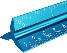 Architectural Scale Ruler 12  Aluminum Architect Triangular Blue Students New