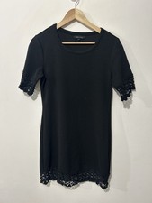 Women’s New Look Black Short Sleeve Dress With Lace Trim - Size 10