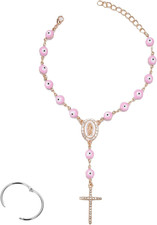 Car Rosary for Rearview Mirror, Evil Eye Rearview Mirror Auto Rosary Beads Car M